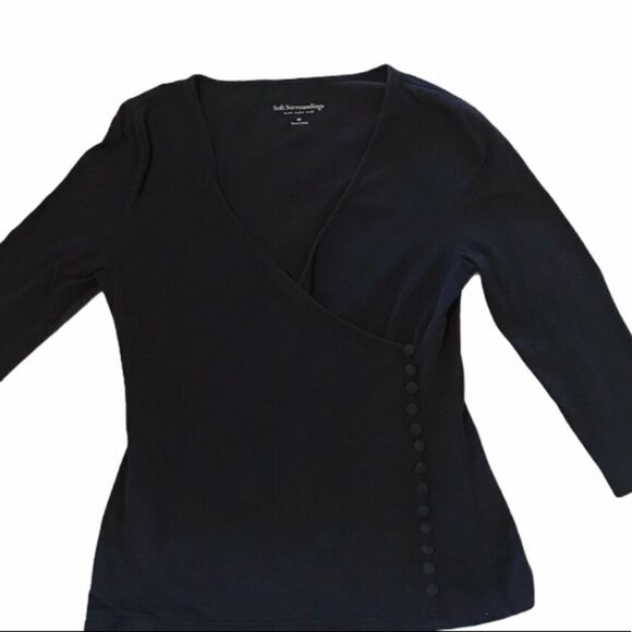 Soft Surroundings XS Black Wrap Top - Picture 3 of 7